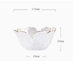 Japanese Hammered Petal Glass Bowl Plate Set
