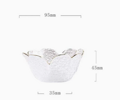 Japanese Hammered Petal Glass Bowl Plate Set