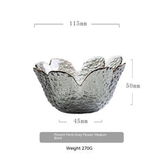 Japanese Hammered Petal Glass Bowl Plate Set
