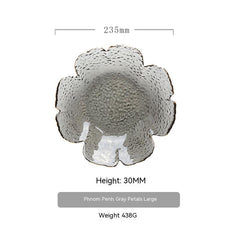 Japanese Hammered Petal Glass Bowl Plate Set