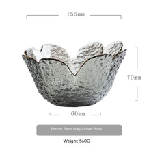 Japanese Hammered Petal Glass Bowl Plate Set