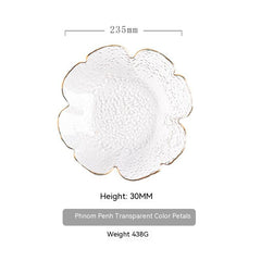 Japanese Hammered Petal Glass Bowl Plate Set