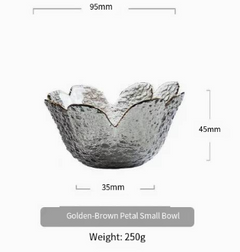 Japanese Hammered Petal Glass Bowl Plate Set